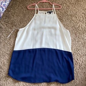 white/navy blue dressy tank top